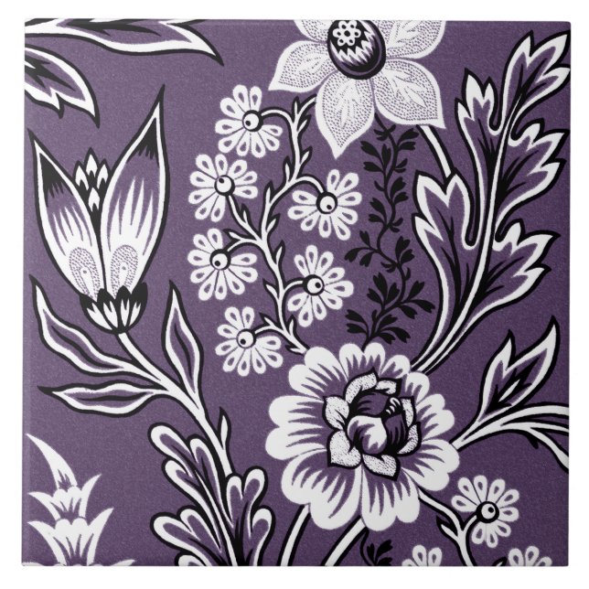 Fantastic Flowers (Plum) Fine Art Tile (Front)