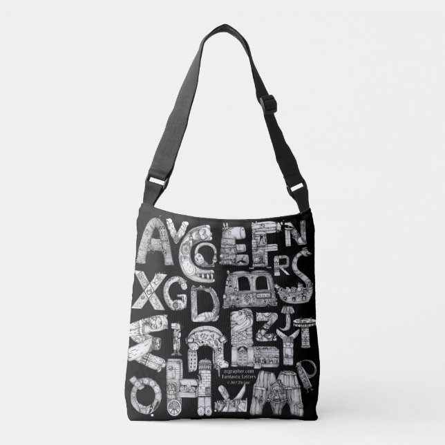 Fantastic Letters Black Crossbody Bag (Front)
