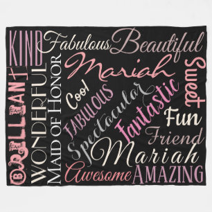 Fantastic Maid of Honour Personalise Fabulous Word Fleece Blanket