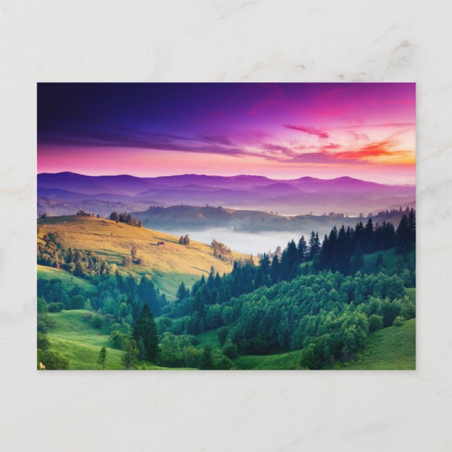 Fantastic Morning Mountain Landscape. Overcast Postcard (Front)