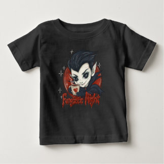 Fantastic night. Cute vampire with a cup of coffee Baby T-Shirt