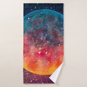 Fantastic oil painting beautiful big planet moon a bath towel