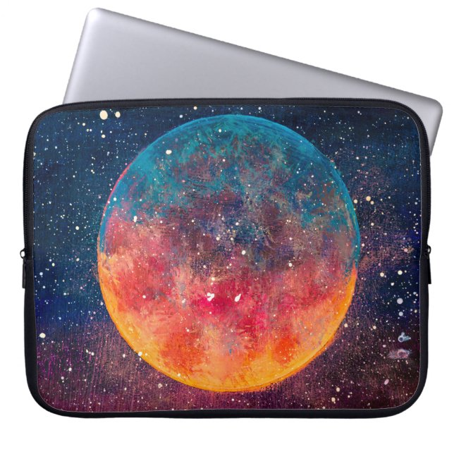 Fantastic oil painting beautiful big planet moon a laptop sleeve (Front)