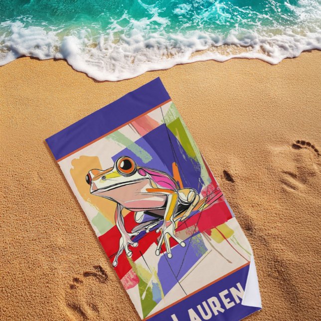 Fantastic Purple Frog Art Beach Towel (Creator Uploaded)