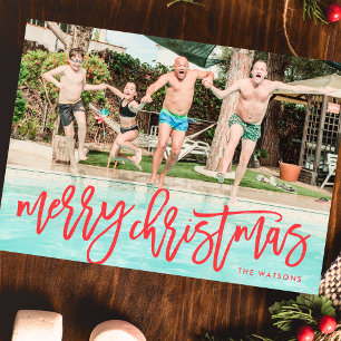 Fantastic Red Merry Christmas Photo Holiday Card