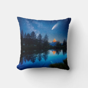 Fantastic starry sky over the Matterhorn spire. Lo Cushion