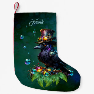 Fantastic steampunk crow small christmas stocking