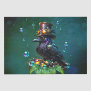 Fantastic steampunk crow tissue paper
