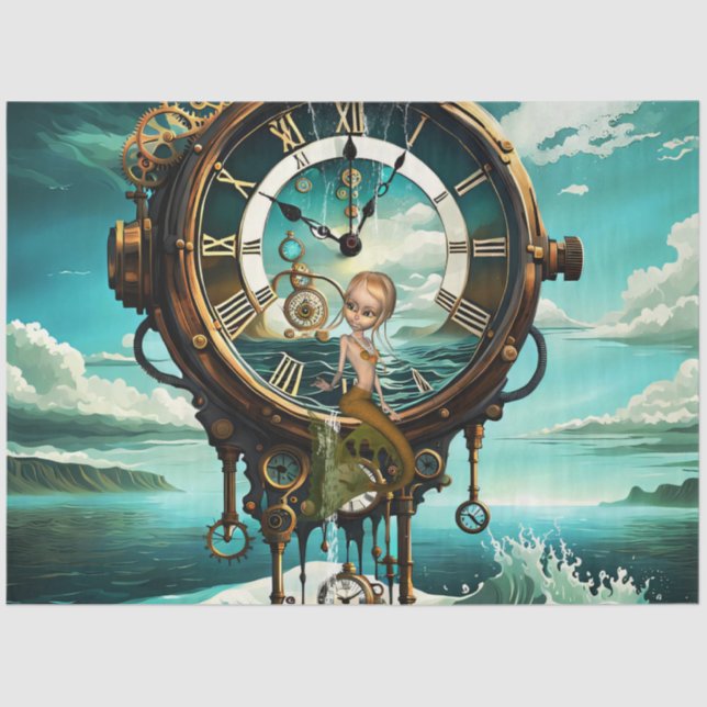 Fantastic steampunk sea clock tissue paper (Front)
