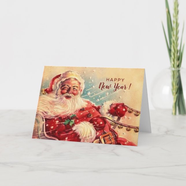 Fantastic vintage New Year and Santa  Card (Front)