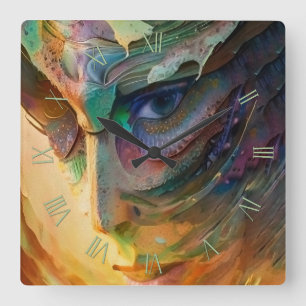 Fantastic woman portrait square wall clock