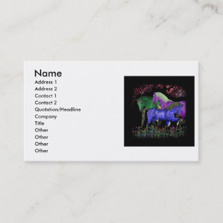 Fantastical coloured horse design, black back business card