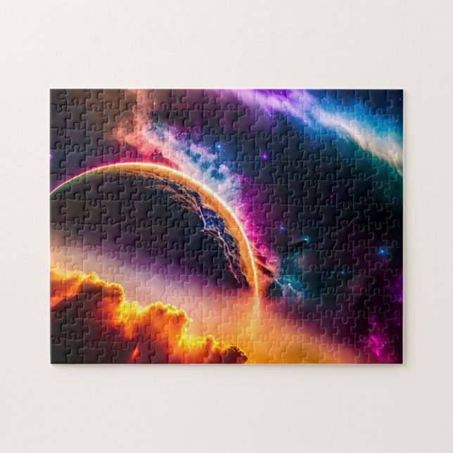 Fantastical Colourful Clouds and Planet Landscape Jigsaw Puzzle (Horizontal)