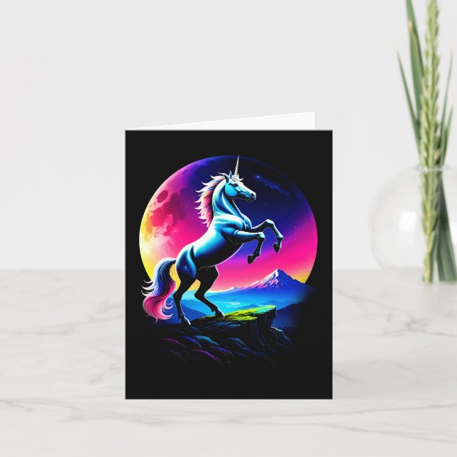 Fantastical Colourful Unicorn Wilderness Card (Front)