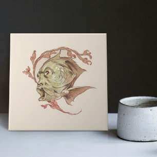 Fantastical Creature Enchanting Art Nouveau Seder Tile