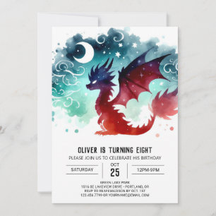 Fantastical Winged Dragon Birthday Celebration Invitation