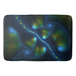 Fantasy Abstract Blue Green Yellow Fractal Art Bath Mat