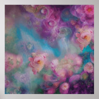 Fantasy Abstract Flowers In Pink And Purple