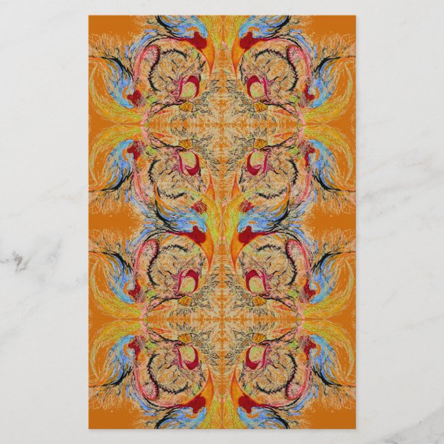 Fantasy Abstract Scrapbook Craft Paper Orange (Front)