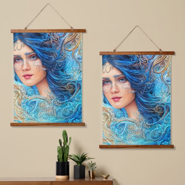 Fantasy Abstract Wave Goddess Hanging Tapestry (Asymmetrical)