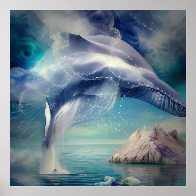 Fantasy Abstract Whale In The Ocean Poster (Front)