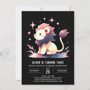 Fantasy Adorable Lion Birthday Invitation