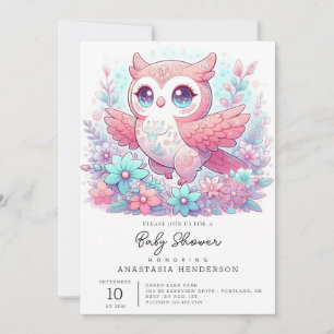 Fantasy Adorable Owl Baby Shower Invitation