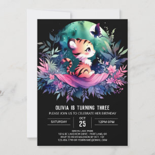 Fantasy Adorable Tiger Birthday Invitation