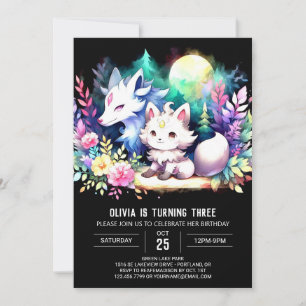 Fantasy Adorable Wolf Birthday Invitation