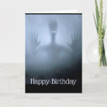 Fantasy Alien Fog Birthday Scary Ghost Night Card<br><div class="desc">Fantasy Alien Fog Creature Scary Ghost Night  Frightening or spooky Night Forest Scene.  Great for that Birthday on Halloween or those who love aliens.  Inside verse,  "Hope it's out of this world"</div>