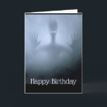 Fantasy Alien Fog Birthday Scary Ghost Night Card<br><div class="desc">Fantasy Alien Fog Creature Scary Ghost Night  Frightening or spooky Night Forest Scene.  Great for that Birthday on Halloween or those who love aliens.  Inside verse,  "Hope it's out of this world"</div>