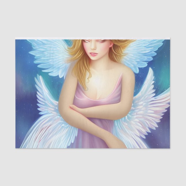 Fantasy Angel Pink and Blue Decoupage Tissue Paper (Front)