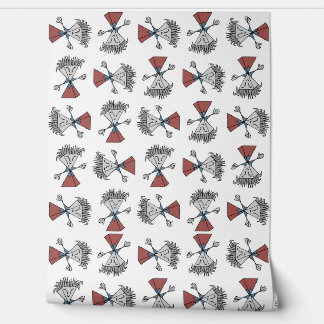 Fantasy angry character hand drawn motif seamless wallpaper