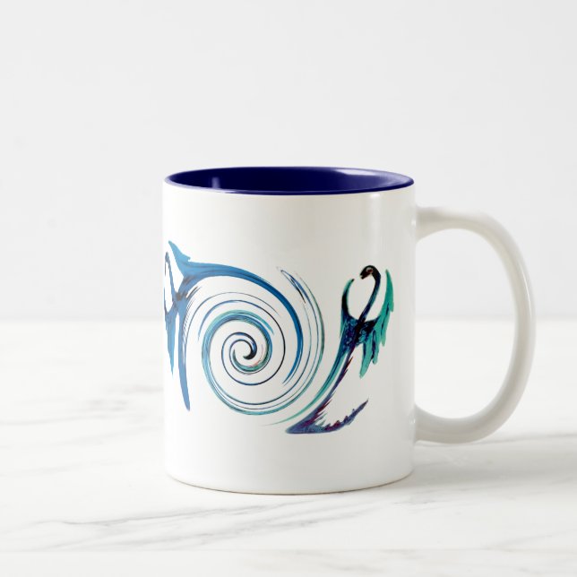 Fantasy Animal Blue Dragon Wave Two-Tone Coffee Mug (Right)