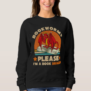Fantasy Animal Book Dragon Bookworm Retro Reading Sweatshirt