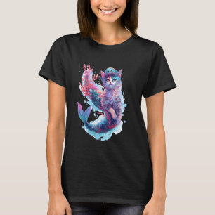 Fantasy Animal Lovers Mermaid Cat T-Shirt
