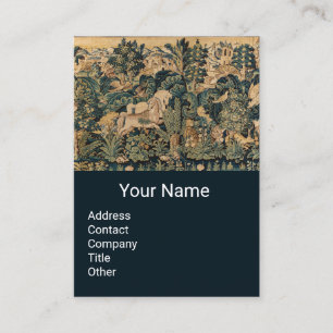 FANTASY ANIMALS,HORSES,WOODLAND Blue Green Floral Business Card
