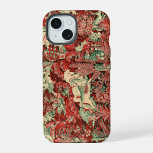 FANTASY ANIMALS,HORSES,WOODLAND Red Green Floral iPhone 15 Case
