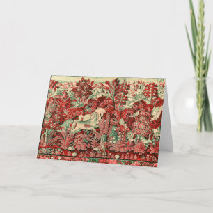 FANTASY ANIMALS,HORSES,WOODLAND Red Green Floral T Card