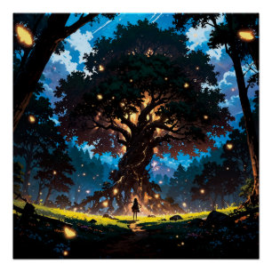 Fantasy anime style forest poster