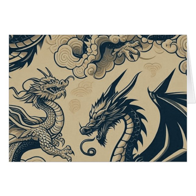 Fantasy Antiqued Dragons  (Front Horizontal)