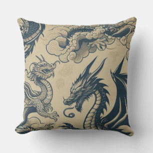 Fantasy Antiqued Dragons Cushion