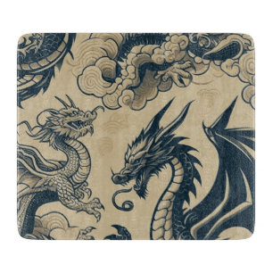 Fantasy Antiqued Dragons Cutting Board