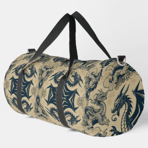 Fantasy Antiqued Dragons Duffle Bag