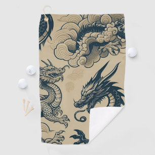Fantasy Antiqued Dragons Golf Towel