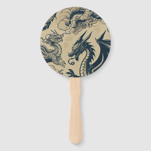 Fantasy Antiqued Dragons Hand Fan