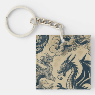 Fantasy Antiqued Dragons Key Ring