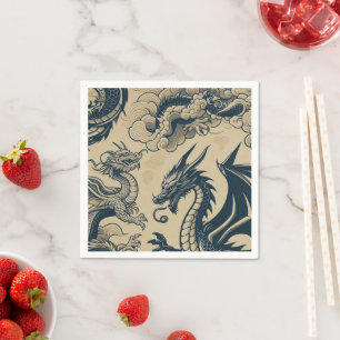 Fantasy Antiqued Dragons Napkin