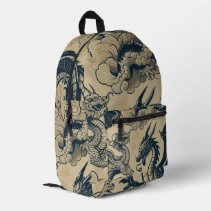 Fantasy Antiqued Dragons Printed Backpack