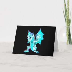 Fantasy Aqua Blue Dragon Greeting Card